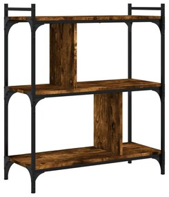 3 szintes füstös tölgy színű fa könyvespolc 76 x 32 x 88 cm