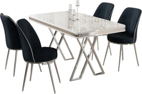 Vals étkezőgarnitúra, fehér-króm, 130 cm – TR240CHR2338