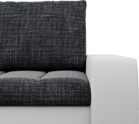 Toronto sarokkanapé, 2 ágyneműtartóval, fonott + műbőr, jobboldali, sötétszürke - fehér