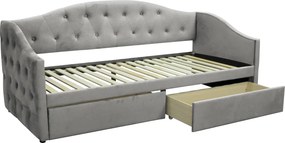 Ágy tárhellyel, 90x200, szürke Velvet szövet, ZASKA