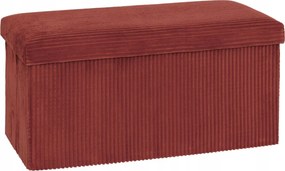 Nagy Dupla Kárpitozott Kordbársony Puff Piros Csíkos Tárolórekesszel