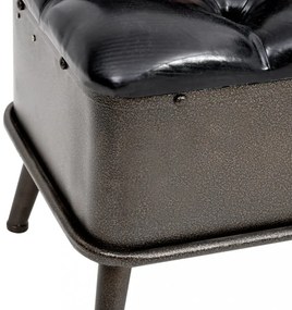 fekete műbőr tárolópad háttámlával 110 cm