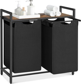 Szennyestartó, kihúzható és levehető ruhatartó zsákkal 2x46l, fekete