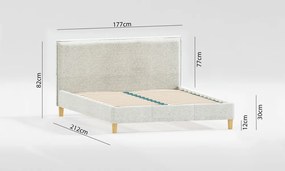 Bézs kárpitozott franciaágy ágyráccsal 160x200 cm Tina – Ropez