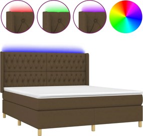 vidaXL barna szövet rugós és LED-es ágy matraccal 180 x 200 cm