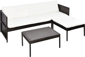 vidaXL 3-részes barna polyrattan kerti bútorszett párnákkal