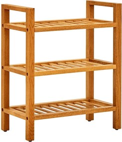 vidaXL tömör tölgyfa cipőtartó 3 polccal 50 x 27 x 60 cm