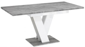 Masiv 4 személyes étkezőszett Oravit székekkel, Beton - Fehér N