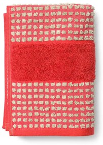 Piros frottír bio pamut törölköző 50x100 cm Check – JUNA