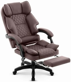 HC-1031 ergonomikus irodai szék öko-bőrből, lábtartóval - barna színben