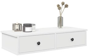 Falipolc fiókokkal fehér 80x34x17 cm műszaki fa