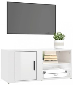fehér magasfényű szerelt fa TV-szekrény 80x31,5x36 cm