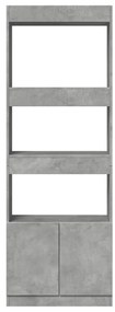 betonszürke szerelt fa magasszekrény 63 x 33 x 180 cm