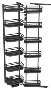 Konyhai fémrács, kamravasalat, 600mm, antracit, csillapított záródás, 12 kosár SIGE, Infinity Plus 230A