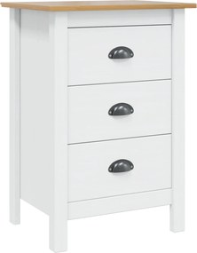 vidaXL Éjjeliszekrény Fehér és mézbarna 46 x 35 x 65 cm Tömör fenyőfa