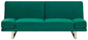Zöld bársony kanapéágy YORK Beliani