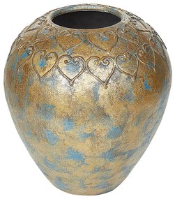 Terrakotta Dekor váza 33 Arany Kék NIDA Beliani