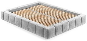 Világosszürke kárpitozott ágyneműtartós franciaágy ágyráccsal 180x200 cm Aruba L – Maison de Rêve