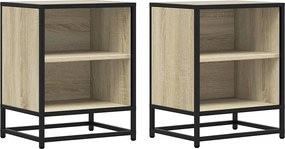 vidaXL éjjeliszekrények 2 db Sonoma tölgy 40x31x50 cm Gépi fa és fém