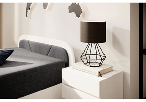 Fehér-sötétszürke kárpitozott-forgácslemez ágyneműtartós egyszemélyes ágy matraccal 80x190 cm Parys – ELTAP