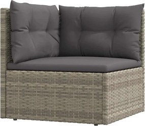 vidaXL szürke polyrattan kerti sarokkanapé párnákkal