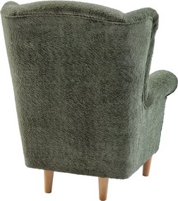 Füles fotel, zöld szövet Coral, CHARLOT