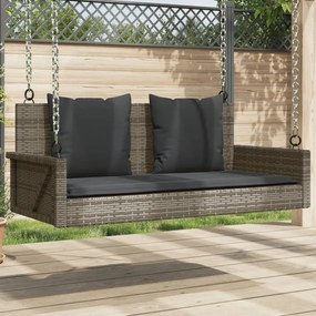 vidaXL szürke polyrattan hintapad párnákkal 119x56x48 cm