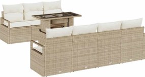 vidaXL Kerti Kanapé Szett tárolóval 8 pcs Beige és krém polirattan