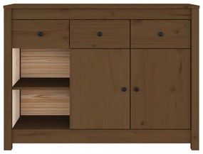 mézbarna tömör fenyőfa tálalószekrény 100x35x74 cm