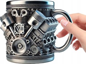 Bögre V8 Motor Realisztikus Design 3D Csésze 450ml Egyedi Ajándék