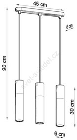 Sollux SL.0649 - BORGIO 3xGU10/40W/230V beton/fém fehér függeszték