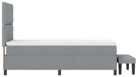 Box Spring Ágy matraccal és pad Light Grey 90x190 cm Szövet