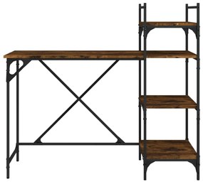 füstös tölgy színű számítógépasztal polcokkal 120x47x109 cm