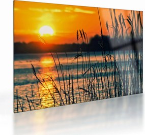 Kép - Naplemente a tó felett (üvegen) (70x50 cm)