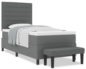 Box Spring Ágy Matraccal és Pad Szürke 90x190 cm Szövet
