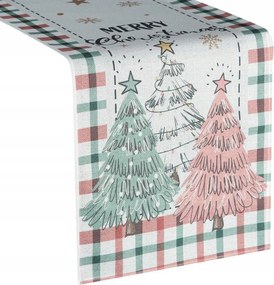 Ünnepi asztali futó, dekoratív kockás karácsonyi asztalra, ajándék, 33x183 cm