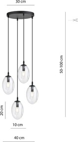 Emibig modern függeszték astral fekete átlátszó emi1265/4prem