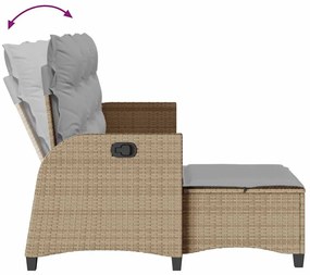 L-alakú bézs polyrattan fekvő kerti kanapé párnákkal