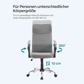 Irodai szék, ergonomikus szék párnázott üléssel, szürke