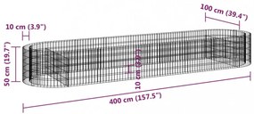 horganyzott vas gabion magaságyás 400x100x50 cm