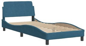 kék bársony ágykeret fejtámlával Dover 80 x 200 cm