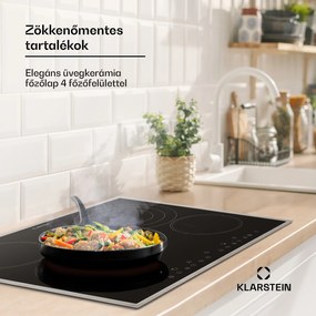 Klarstein Virtuosa 4, üvegkerámia főzőlap, 6500 W, 4 főzőlap, rozsdamentes acél keret