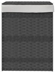 szürke polyrattan szennyeskosár fedéllel 46x33x60 cm