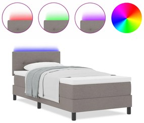 Box Spring Ágy Matraccal és LED, Barna, 80x200 cm, Szövet
