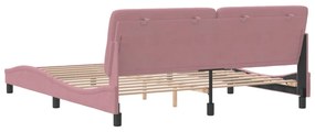 rózsaszín bársony ágykeret matrac nélkül 180 x 200 cm