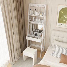 2 polcos keskeny sminkasztal székkel, 60 x 40 x 180 cm