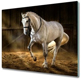 Üveg vágódeszka Fehér ló az istállóban 60x52 cm