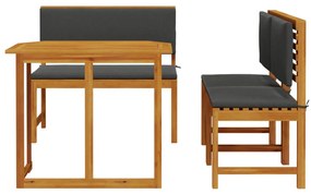 4 részes kert étkező szett párnákkal, tömör akácfából