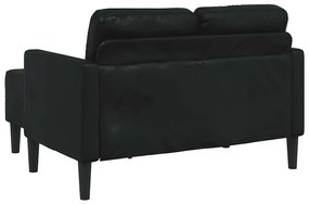fekete műbőr 2 üléses kanapé L-alakú kanapéval 125 cm