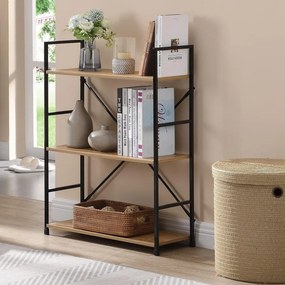 Intenso Home 3 szintes nyitott könyvespolc 59 x 80cm (Aranytölgy) | Univerzális tároló állvány fém lábakkal